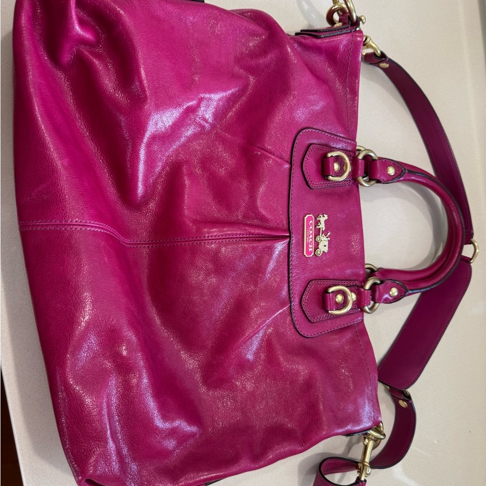 Coach Pink Shoulder Bag with Silver Hardware